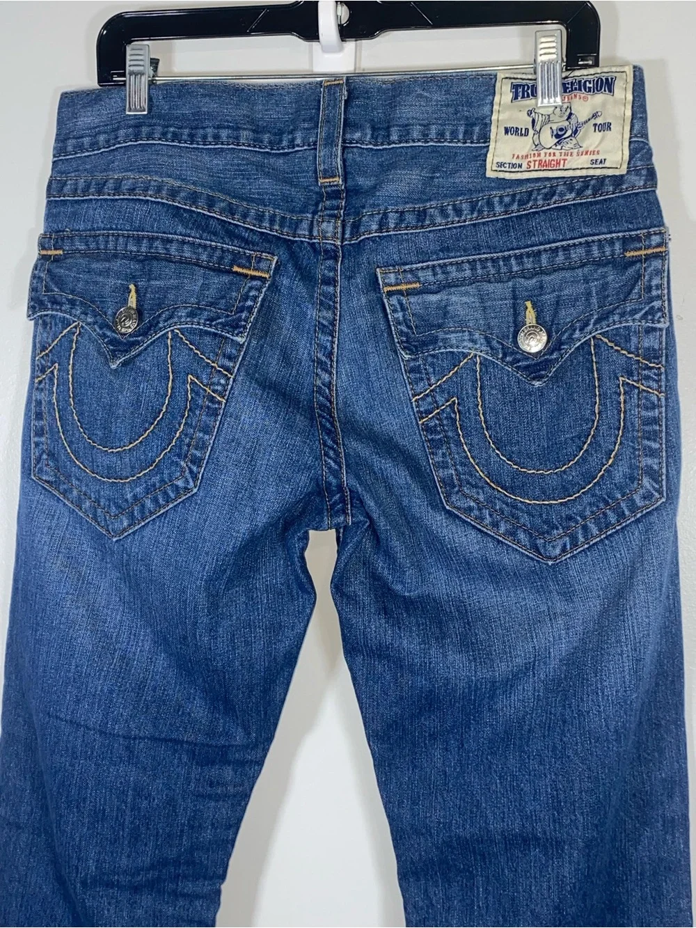 True Religion Men's Straight Jeans in Medium Blue Wash